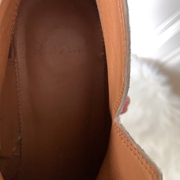 Franco Sarto Tan Suede Booties Wooden Heel Size 9.5 - Picture 11 of 11